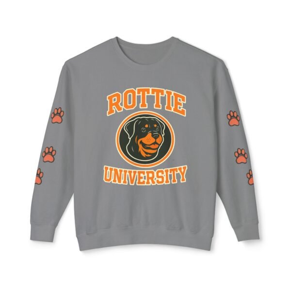 102296671286315324_2048.jpeg Rottie University Crewneck Sweatshirt With Paws