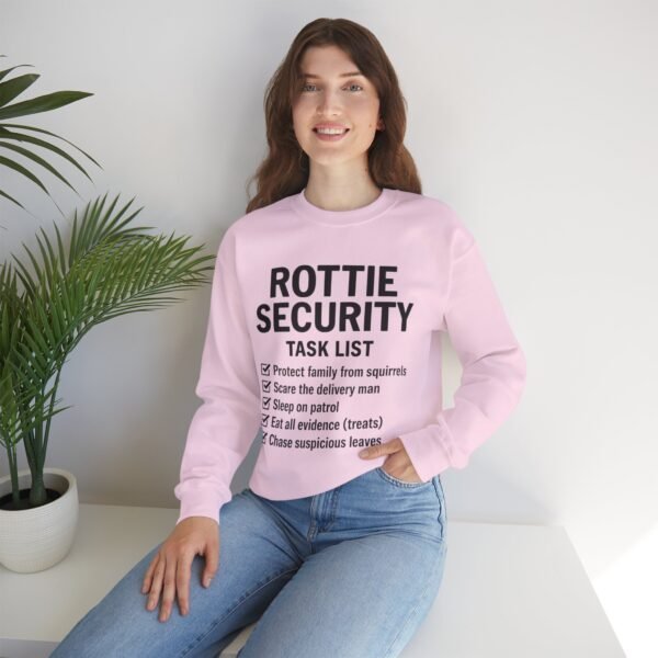 Rottie Security™ "Funny Task List" Light Color Crewneck Sweatshirt
