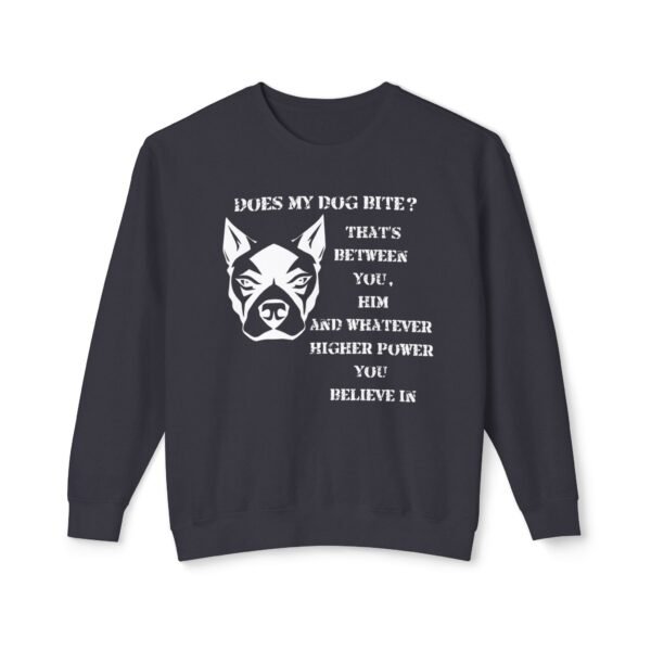 Crewneck Sweatshirt - Funny Dog Bite Quote with Winking Face Graphic