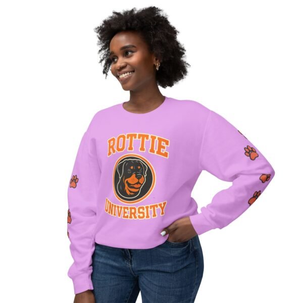 11942350486215378022_2048.jpeg Rottie University Crewneck Sweatshirt With Paws