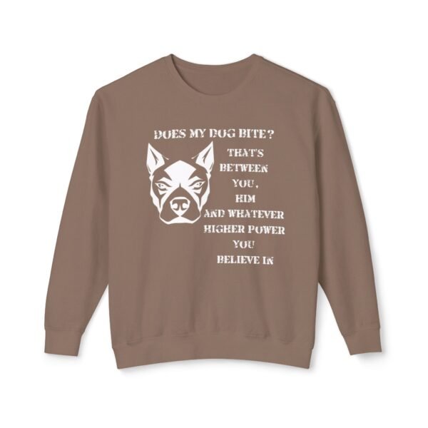 Crewneck Sweatshirt - Funny Dog Bite Quote with Winking Face Graphic