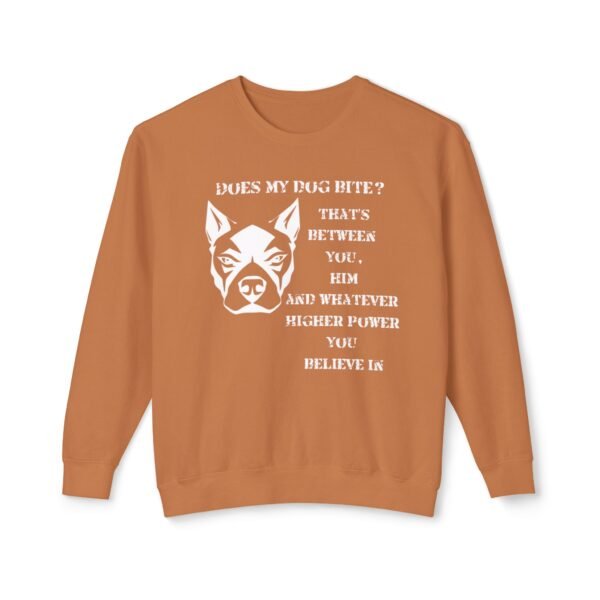 Crewneck Sweatshirt - Funny Dog Bite Quote with Winking Face Graphic