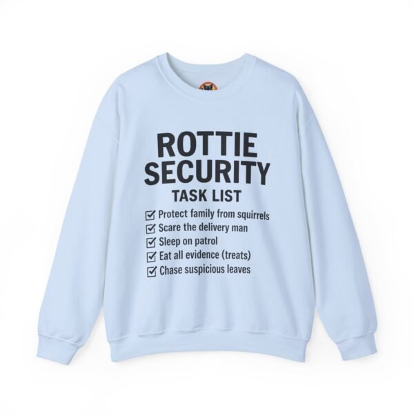 Rottie Security™ "Funny Task List" Light Color Crewneck Sweatshirt