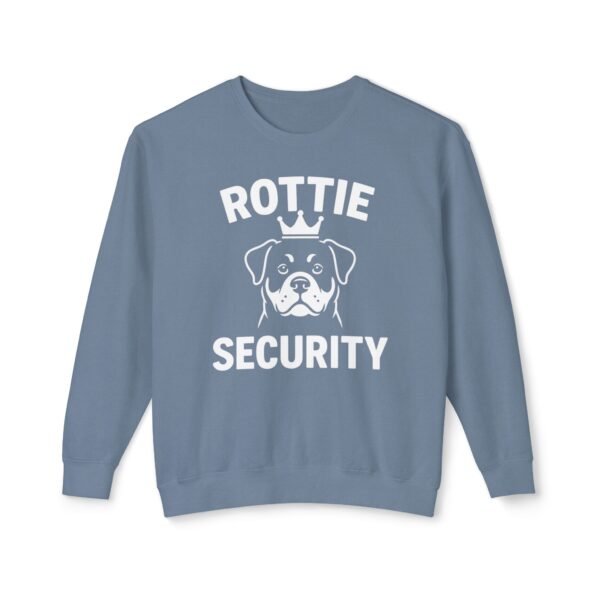 15128740312768594726_2048.jpeg Rottie Security Sweatshirt — Rottweiler Dog Crewneck White Print