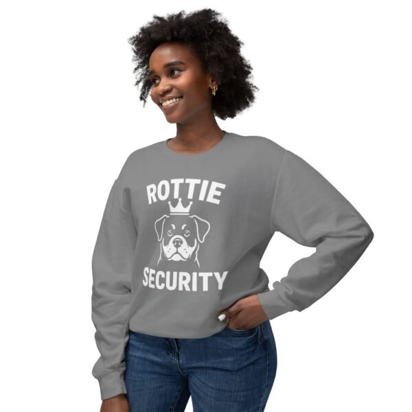 15696420592890824070_2048.jpeg Rottie Security Sweatshirt — Rottweiler Dog Crewneck White Print
