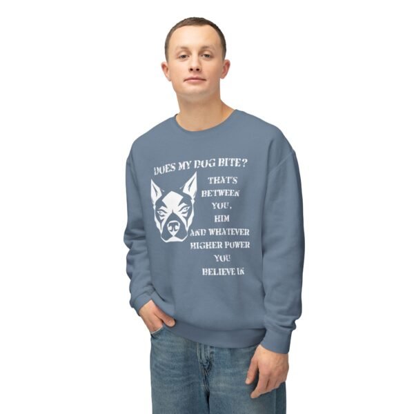 Crewneck Sweatshirt - Funny Dog Bite Quote with Winking Face Graphic