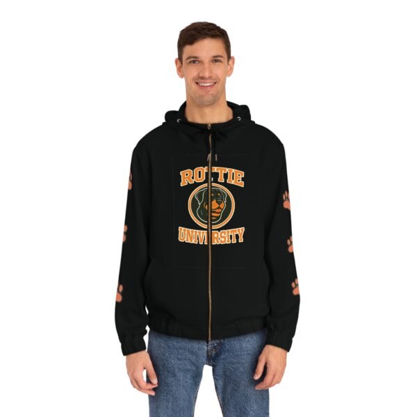 18322125519753131458_2048.jpeg Rottie University™ Full‑Zip Hoodie — Paw Print Rottweiler Zip-Up