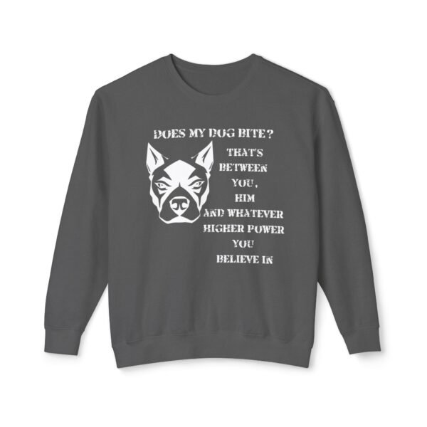 Crewneck Sweatshirt - Funny Dog Bite Quote with Winking Face Graphic