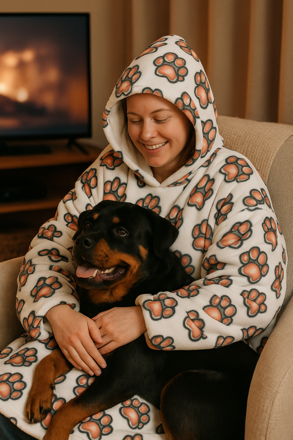 20251128215731-1f0cca53-d0bd-64a6-8f22-f6683bfa1fb3.png Cute Strong Pawz Hooded Blanket — Paw Print Cozy Throw for Pet Lovers