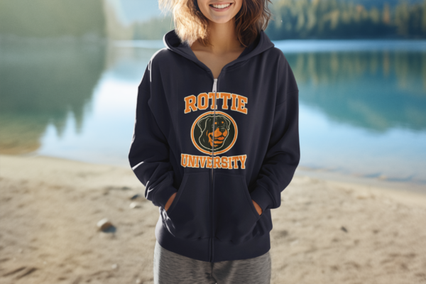 20260117072411-1f0f3758-4fb2-67de-b8b3-cabbde76a37b.png Rottie University™ Rottweiler Mascot Zip Hoodie NP — Full‑Zip Jacket