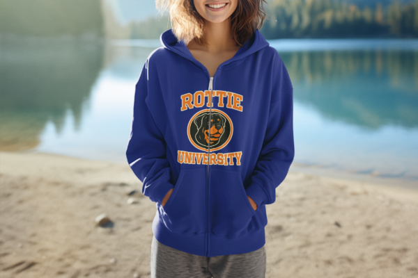 20260117072412-1f0f3758-55f3-6f26-a151-4e07abecae80.png Rottie University™ Rottweiler Mascot Zip Hoodie NP — Full‑Zip Jacket