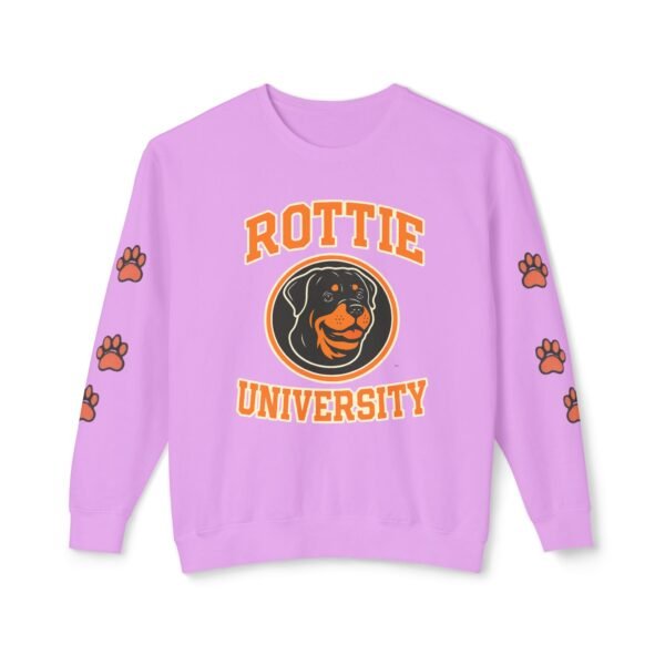 256667341779563211_2048.jpeg Rottie University Crewneck Sweatshirt With Paws