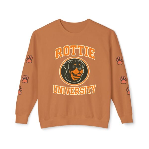 3113811971149649050_2048.jpeg Rottie University Crewneck Sweatshirt With Paws