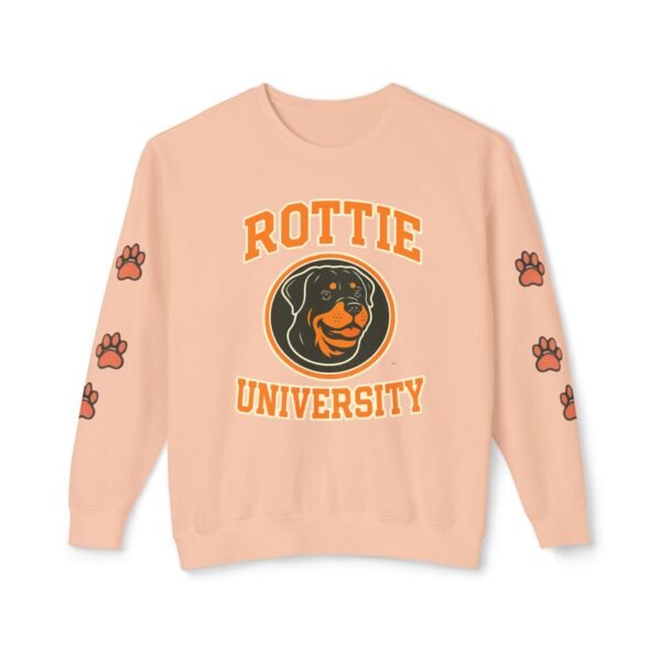 4236334967775800905_2048.jpeg Rottie University Crewneck Sweatshirt With Paws