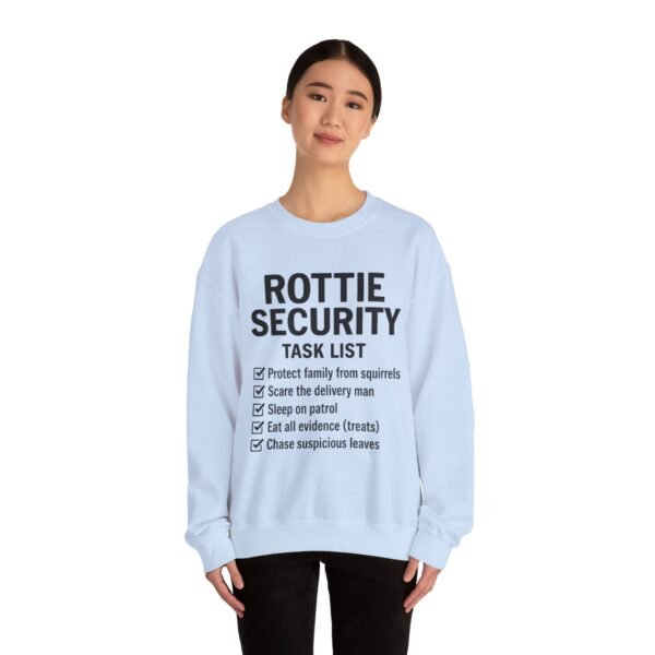 Rottie Security™ "Funny Task List" Light Color Crewneck Sweatshirt