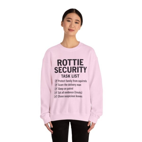 Rottie Security™ "Funny Task List" Light Color Crewneck Sweatshirt
