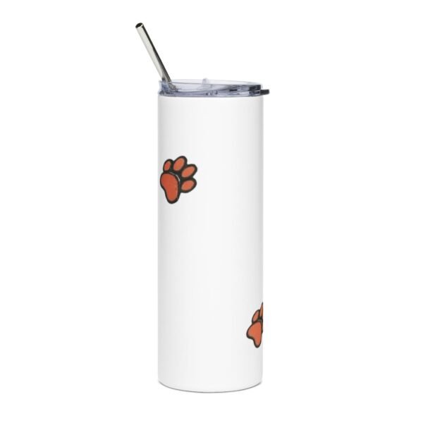 5056648124727068691_2048.jpeg 20oz Stainless Tumbler with Orange Paw Print Pattern — Insulated Pet Lover Travel Cup