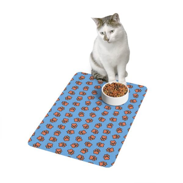 Paw Print Pet Food Mat (12x18) — Non-Slip Waterproof Feeding Place Mat
