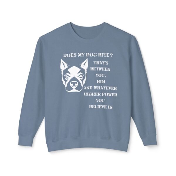 Crewneck Sweatshirt - Funny Dog Bite Quote with Winking Face Graphic