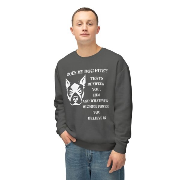 Crewneck Sweatshirt - Funny Dog Bite Quote with Winking Face Graphic