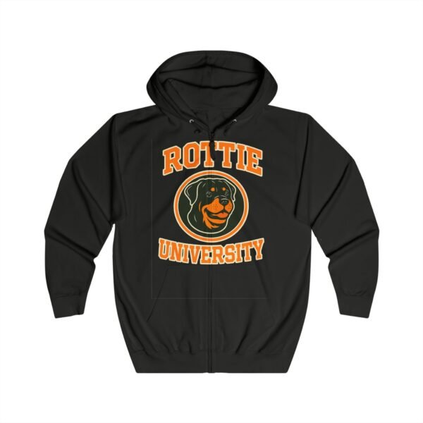 6711841258887918533_2048.jpeg Rottie University™ Rottweiler Mascot Zip Hoodie NP — Full‑Zip Jacket