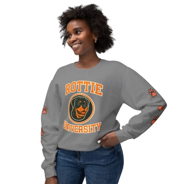 6917832890240407544_2048.jpeg Rottie University Crewneck Sweatshirt With Paws