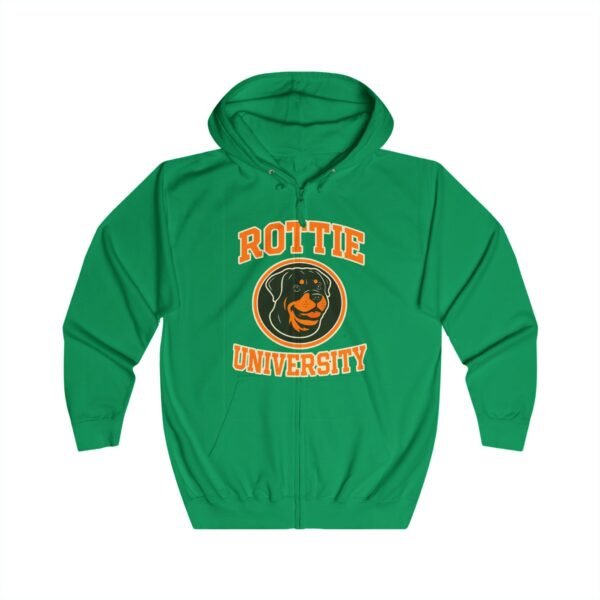8433407232944418461_2048.jpeg Rottie University™ Rottweiler Mascot Zip Hoodie NP — Full‑Zip Jacket