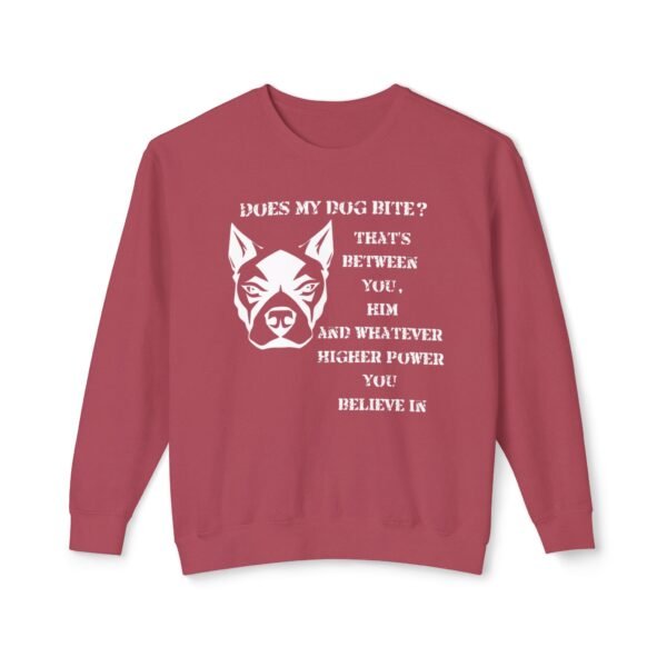 Crewneck Sweatshirt - Funny Dog Bite Quote with Winking Face Graphic