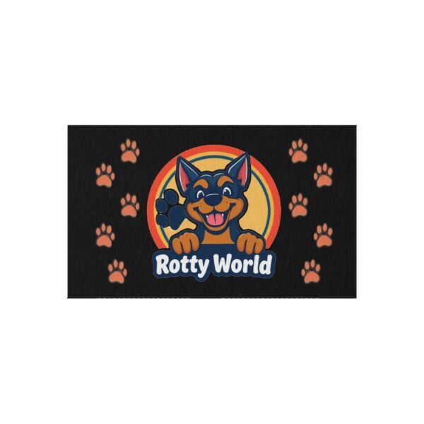 9113346482586939446_2048.jpeg Rotty World Doormat - Outdoor Rug with Happy Rottweiler & Paw Prints