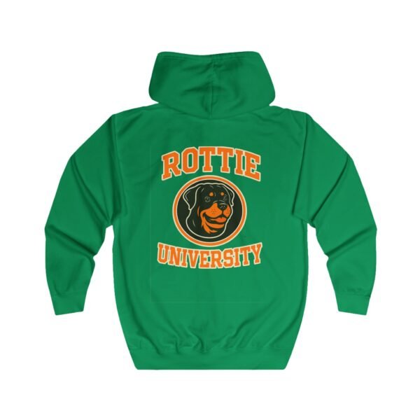 9291843575638275533_2048.jpeg Rottie University™ Rottweiler Mascot Zip Hoodie NP — Full‑Zip Jacket