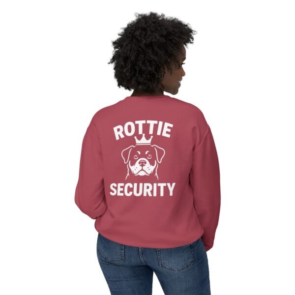 9343587838129985637_2048.jpeg Rottie Security Sweatshirt — Rottweiler Dog Crewneck White Print