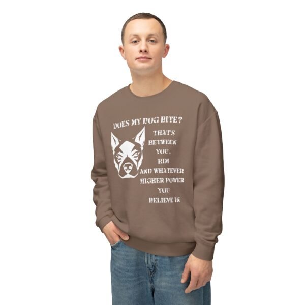 Crewneck Sweatshirt - Funny Dog Bite Quote with Winking Face Graphic