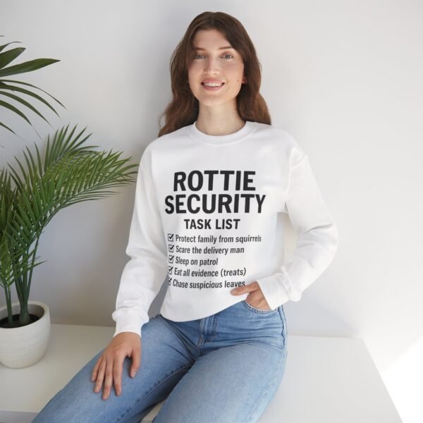 Rottie Security™ "Funny Task List" Light Color Crewneck Sweatshirt