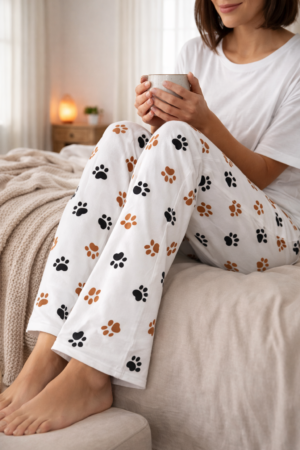 Black and Brown Paws - Cozy Paw Print Women’s Lounge Pants
