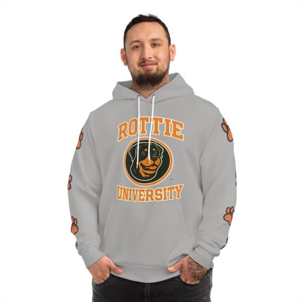 Rottie University™ Pullover Hoodie Grey Rottweiler Dog School Graphic Hoodie