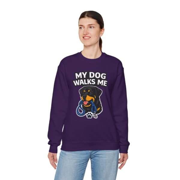 My Dog Walks Me Sweatshirt — Funny Rottweiler Dog Lover Crewneck