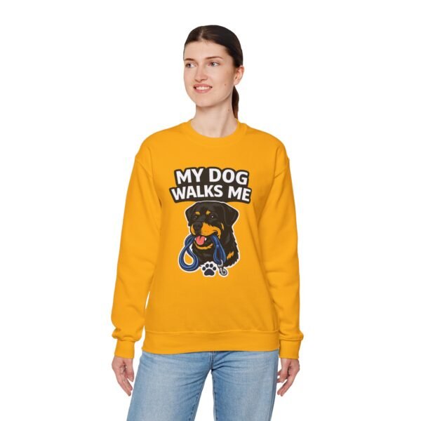 My Dog Walks Me Sweatshirt — Funny Rottweiler Dog Lover Crewneck