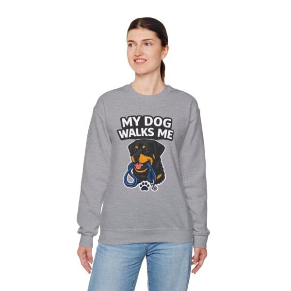 My Dog Walks Me Sweatshirt — Funny Rottweiler Dog Lover Crewneck