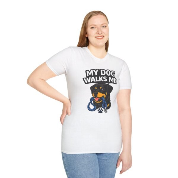 My Dog Walks Me T‑Shirt — Funny Rottweiler Pet Owner Tee