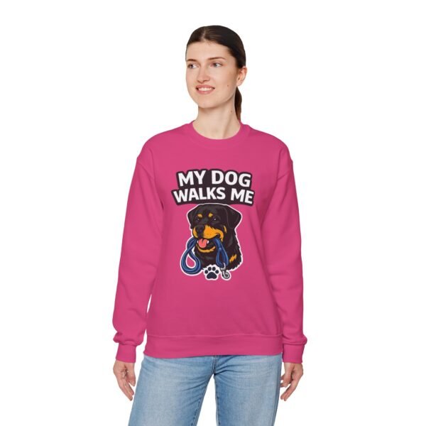 My Dog Walks Me Sweatshirt — Funny Rottweiler Dog Lover Crewneck