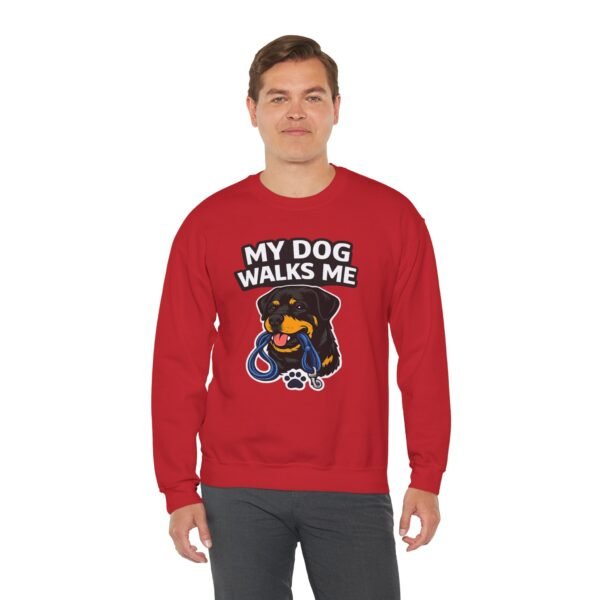 My Dog Walks Me Sweatshirt — Funny Rottweiler Dog Lover Crewneck