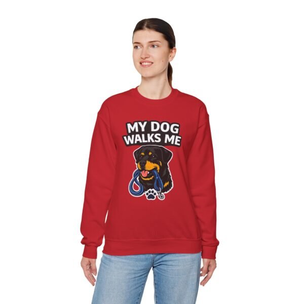 My Dog Walks Me Sweatshirt — Funny Rottweiler Dog Lover Crewneck