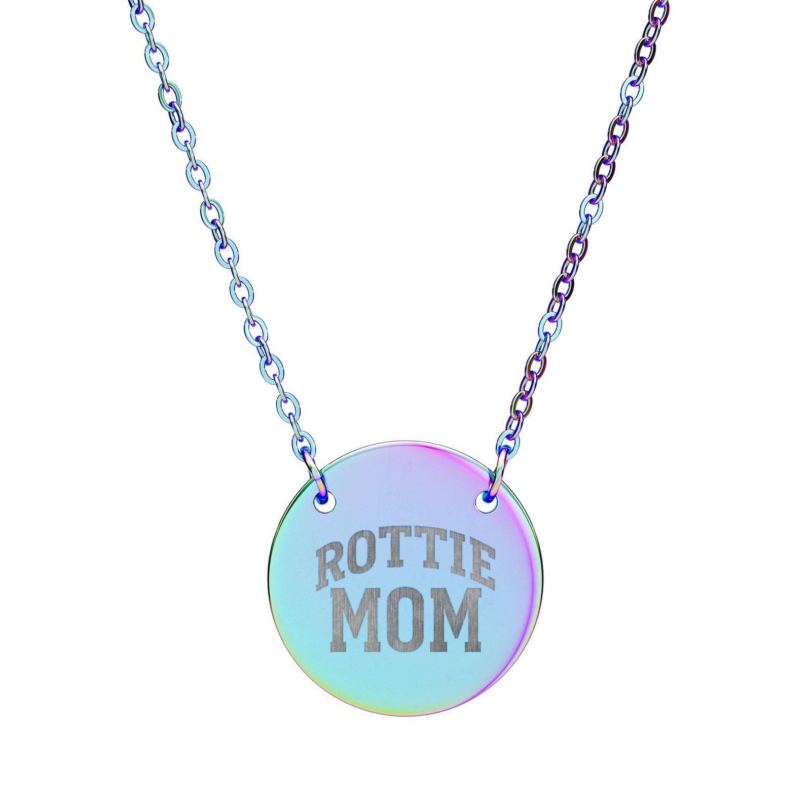 Rottie Mom Engraved Circle Necklace