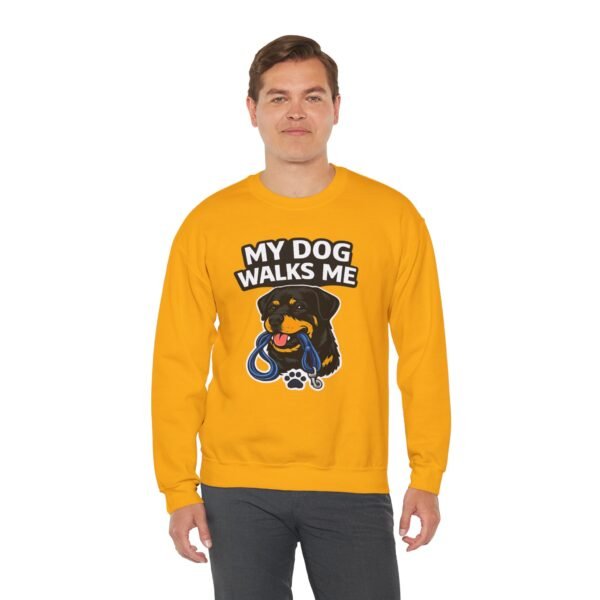 My Dog Walks Me Sweatshirt — Funny Rottweiler Dog Lover Crewneck