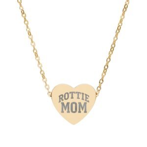 Rottie Mom Engraved Heart Necklace Gift for Mother's Day