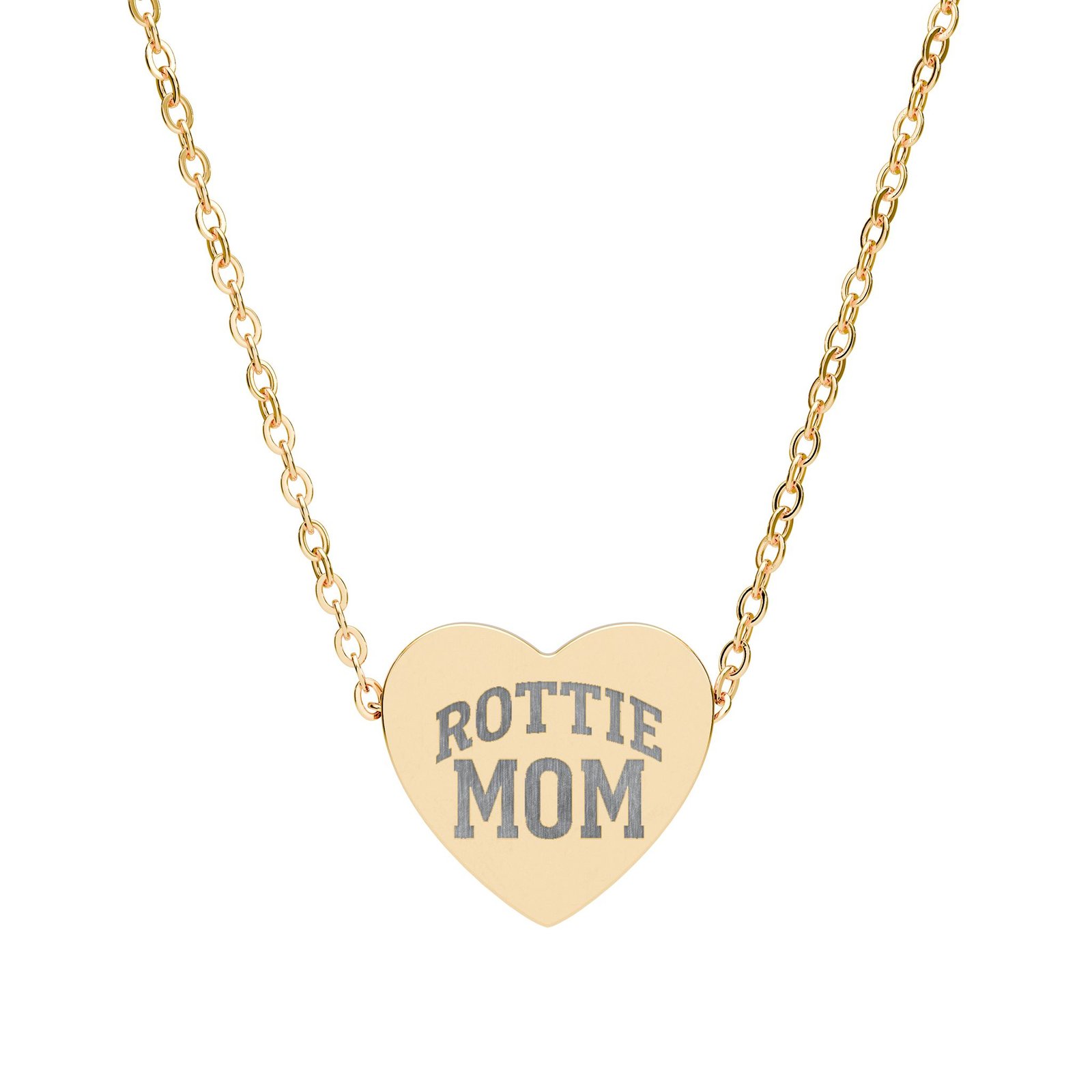 Rottie Mom Engraved Heart Necklace Gift for Mother’s Day