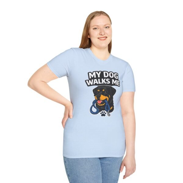 My Dog Walks Me T‑Shirt — Funny Rottweiler Pet Owner Tee