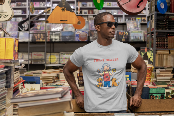 20251113034358-1f0c042f-cb4c-67c8-85b3-6a430c1cded3.png Treat Dealer T-Shirt — Funny Pet Lover Shirt with Grandma, Dog & Cat Graphic