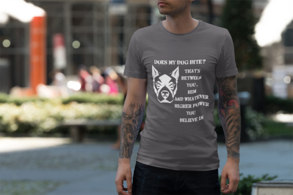 20260117054118-1f0f3672-5332-62ba-8ed4-c2960b096122.png Funny "Does My Dog Bite?" T-Shirt — Humor Pet Lover Tee