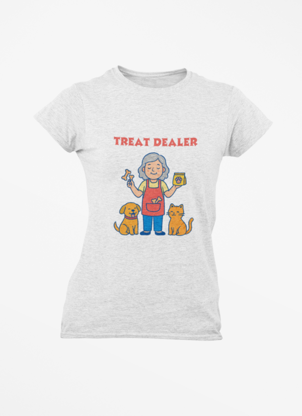 20260305053701-1f118555-5974-6568-8f63-c6b826fea051.png Treat Dealer T-Shirt — Funny Pet Lover Shirt with Grandma, Dog & Cat Graphic